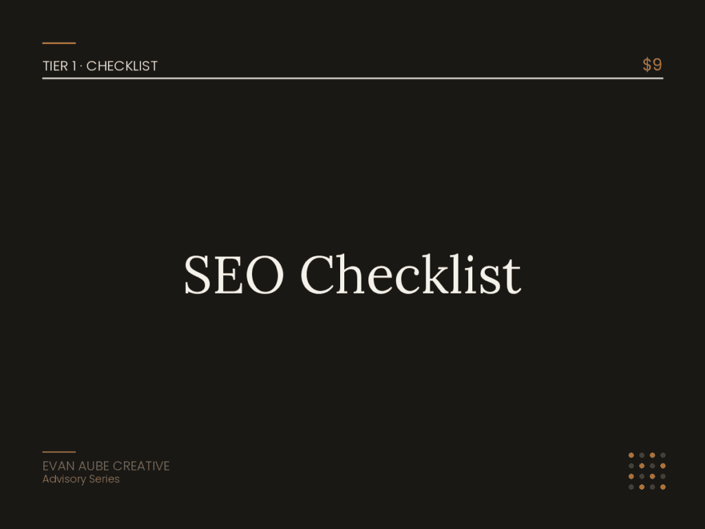 SEO Checklist 1 by Evan Aube Creative SEO Checklist for Content Planning and Strategy.