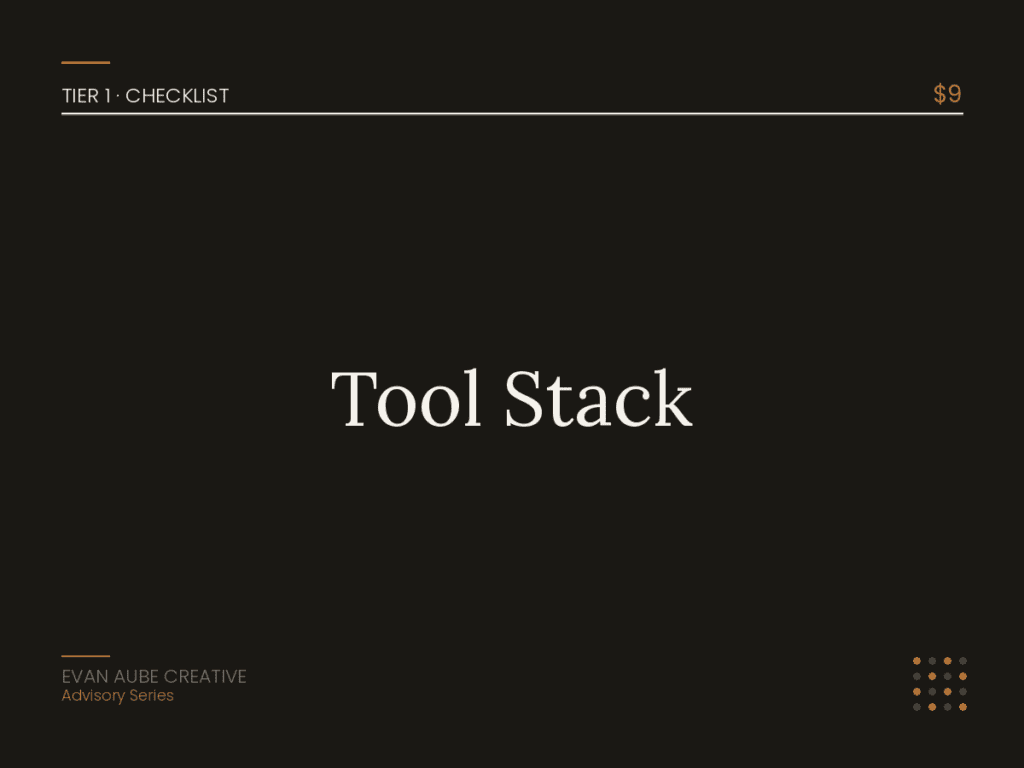 Tool Stack Checklist 1 by Evan Aube Creative Tool Stack for Content Plan Checklist.