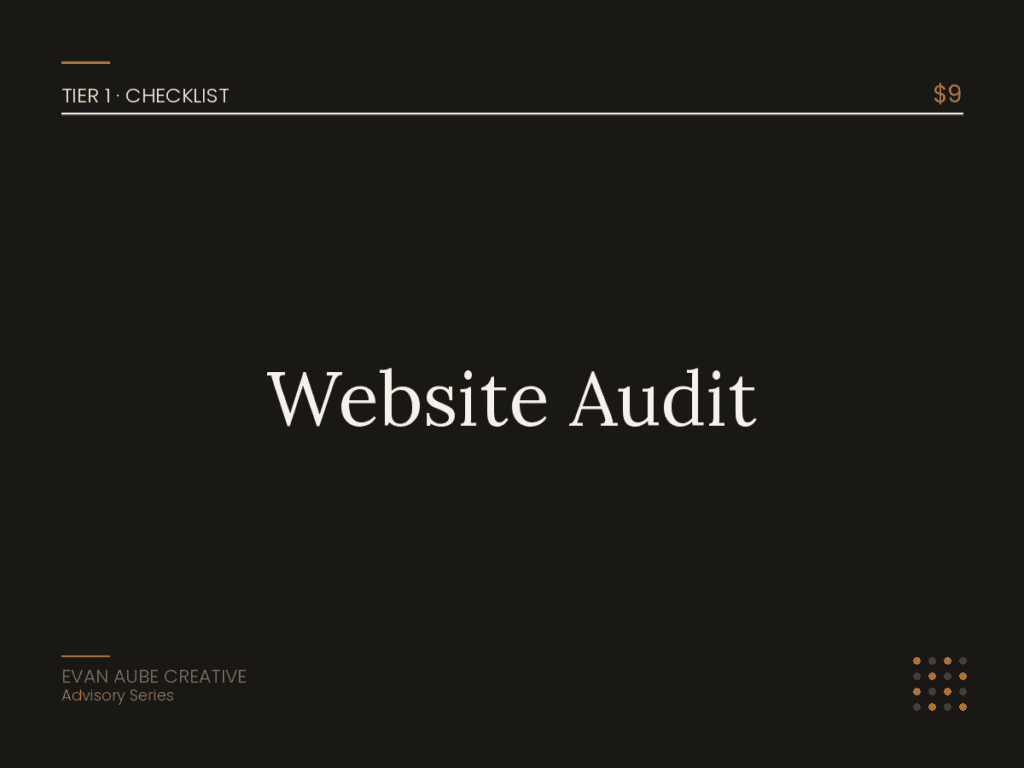Website Audit Checklist 1 by Evan Aube Creative Website audit checklist for content planning and strategy development.