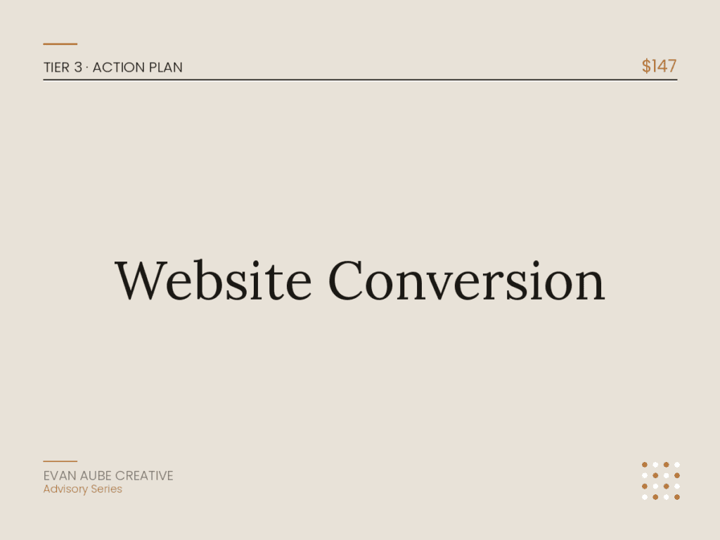 Website conversion checklist for content planning and optimization.